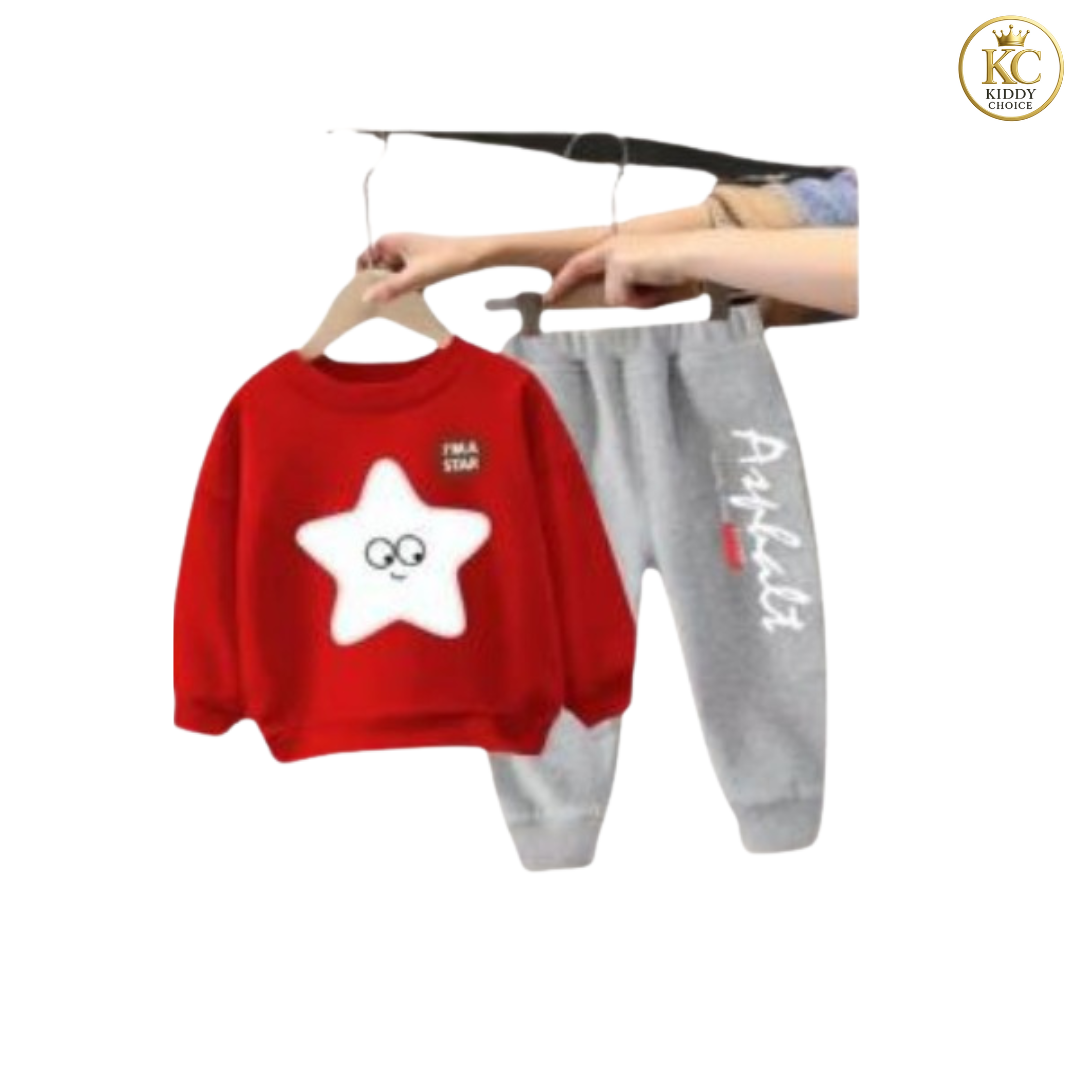 KIDDY CHOICE Boys’ Stylish Winter Set – Yellow & Black Sweat Outfit