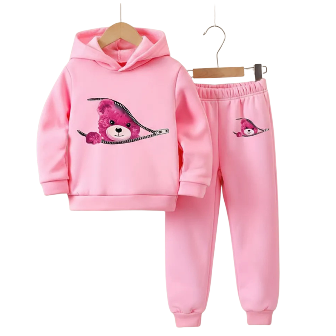 Girls & Boys ' Cute Cat Hoodie & Joggers Set