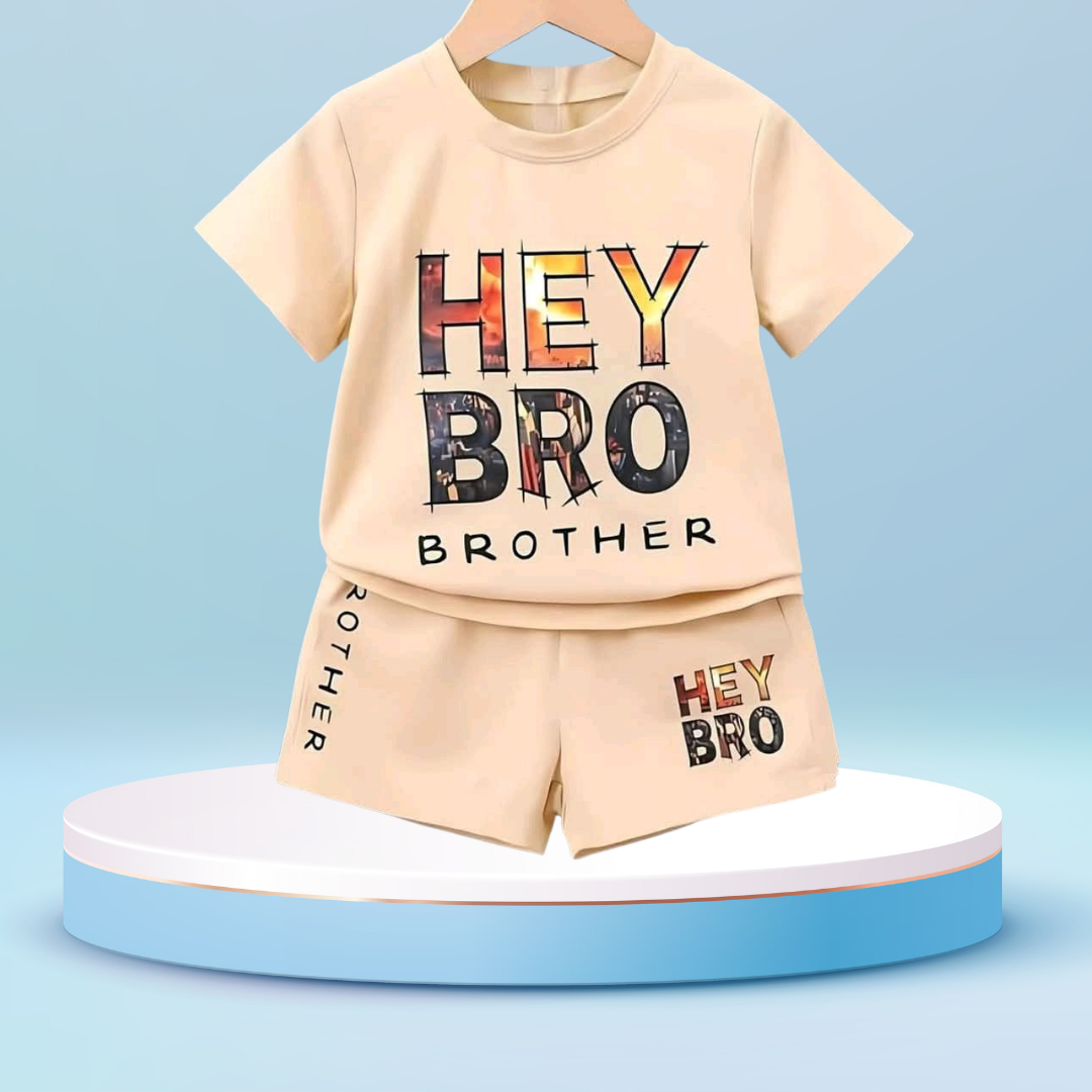 hey bro printed T-Shirt Set | Soft Cotton | Hit for Summer – Kiddy Choice