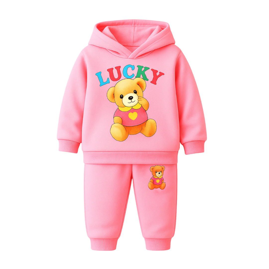 Girls' Cute Cat Hoodie & Joggers Set
