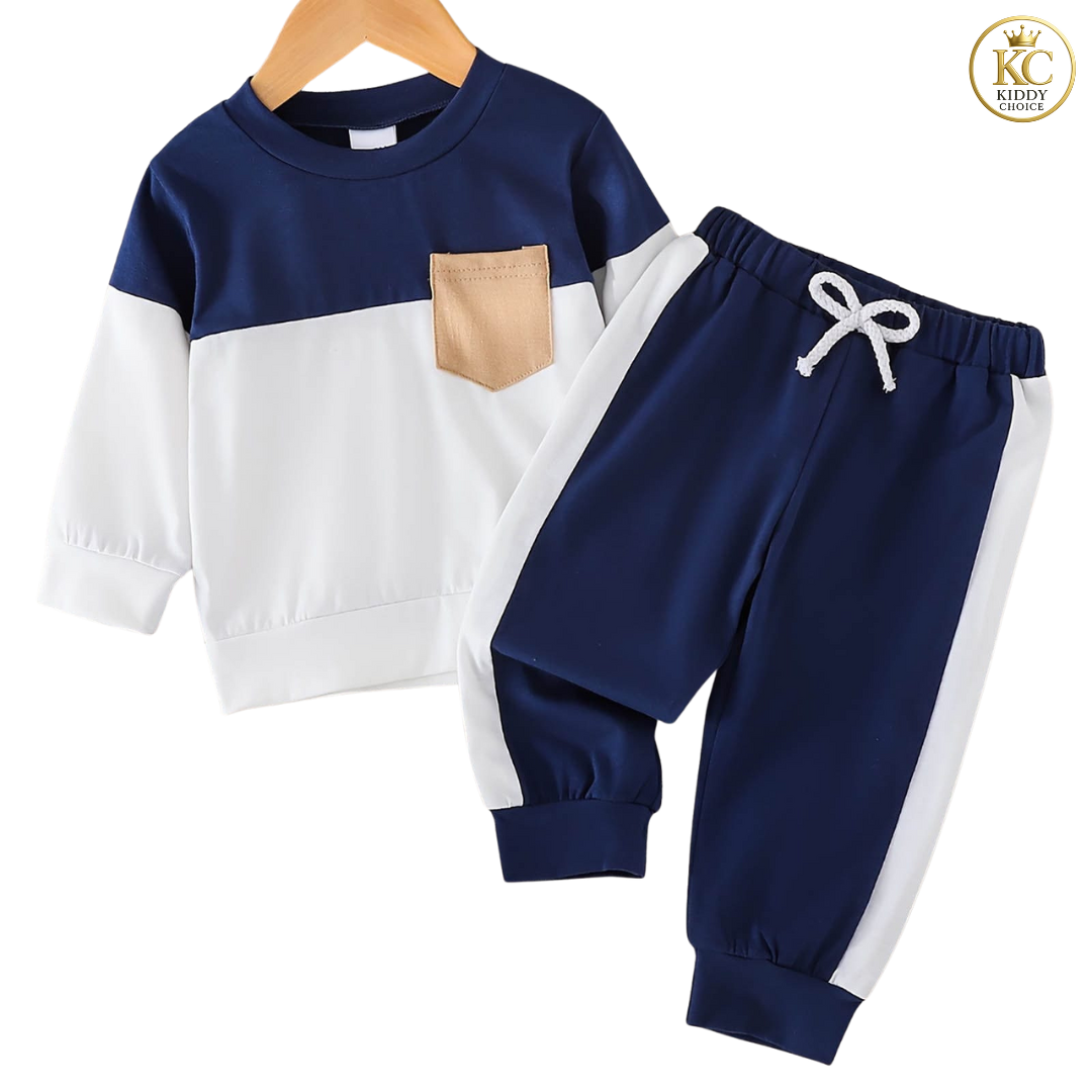 KIDDY CHOICE Boys’ Stylish Winter Set – Yellow & Black Sweat Outfit