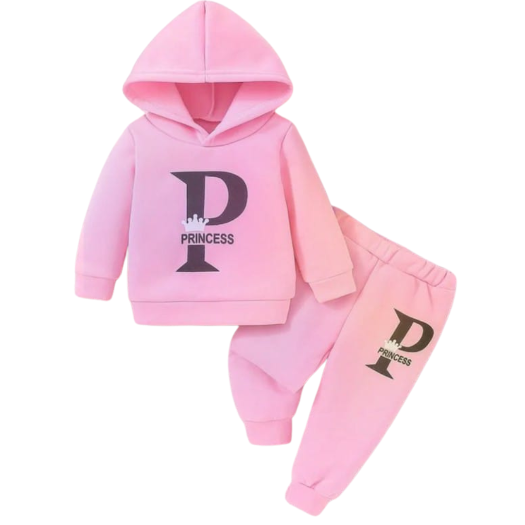 Girls' Cute Cat Hoodie & Joggers Set