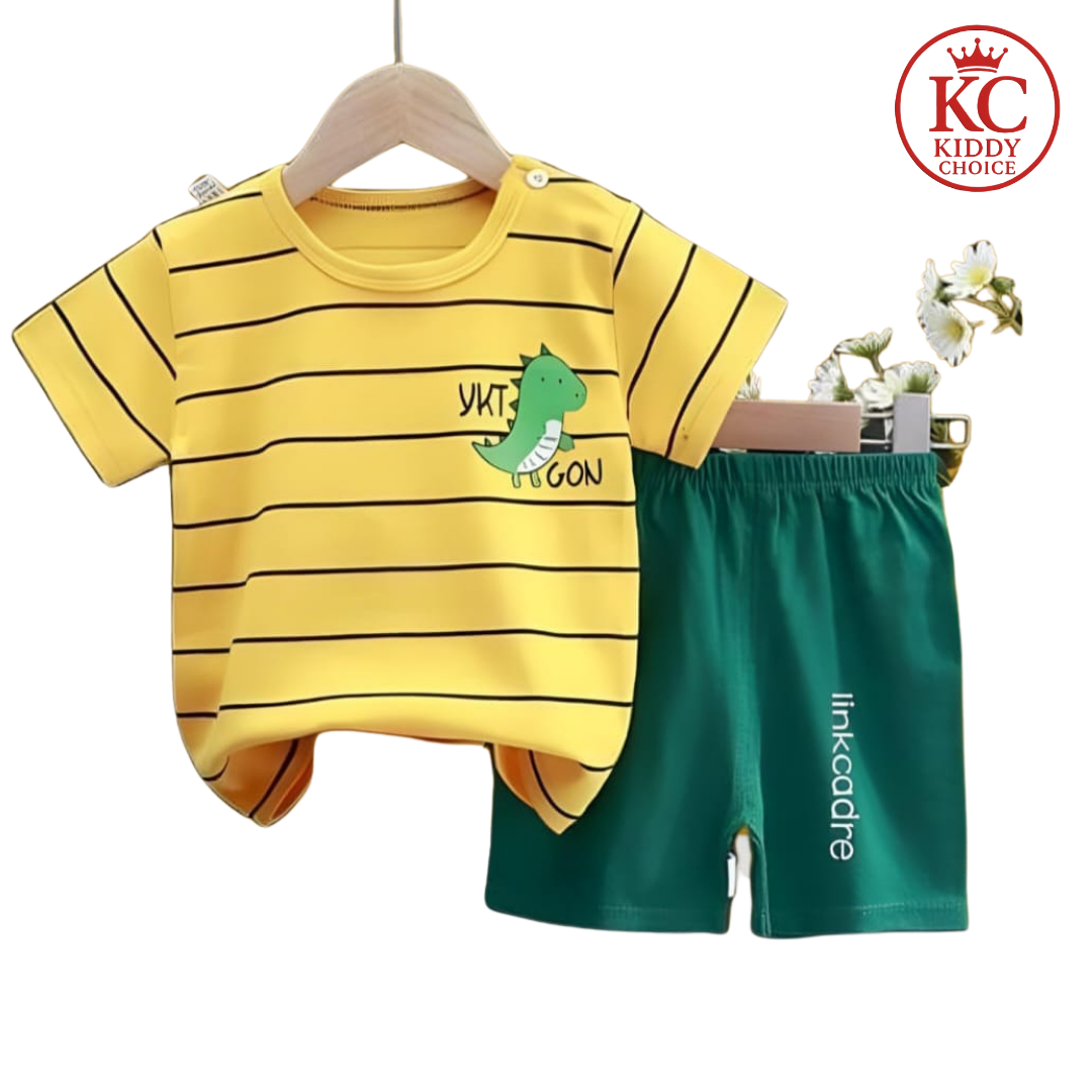 Yellow linkcadre cotton t-shirt set for kids