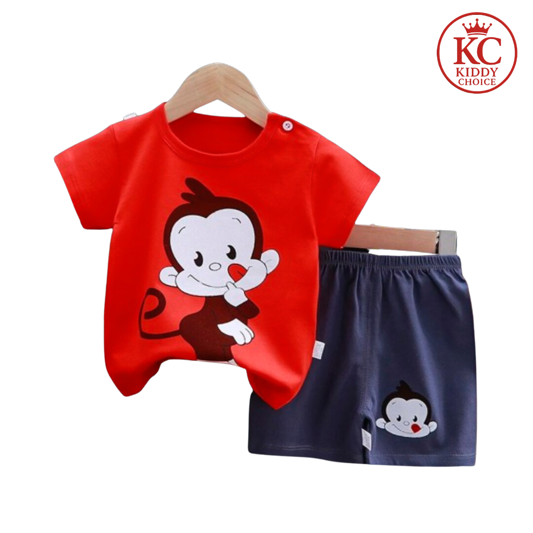 Monkey print cotton t-shirt for kids – jungle fun