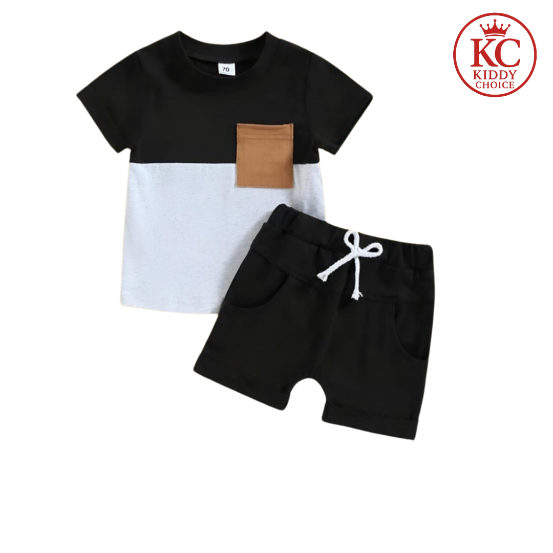 Minimalist kids cotton t-shirt – black and white step design