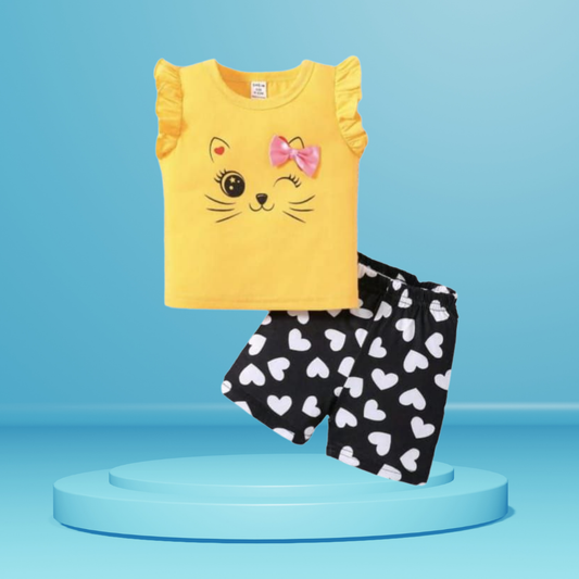 Cat  printed  T-Shirt Set | Soft Cotton | Hit for Summer – Kiddy Choice
