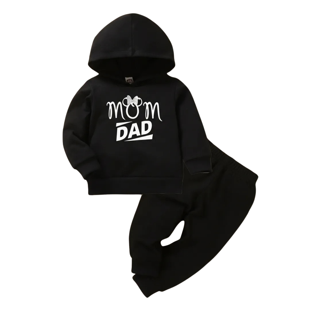 Girls & Boys ' Cute Cat Hoodie & Joggers Set