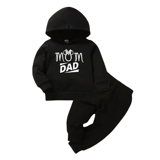 Girls & Boys ' Cute Cat Hoodie & Joggers Set