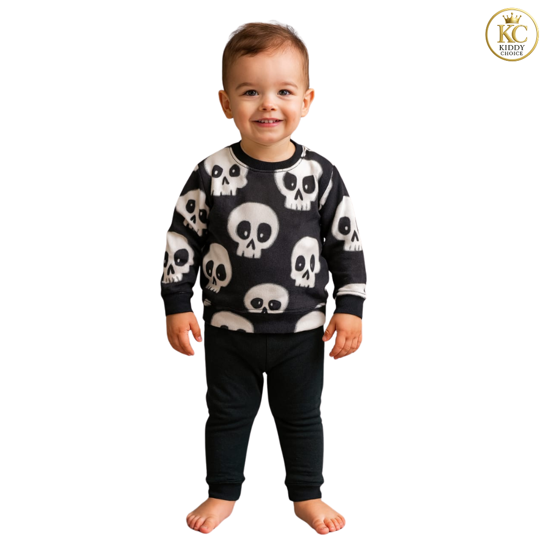 KIDDY CHOICE Boys’ Stylish Winter Set – Yellow & Black Sweat Outfit