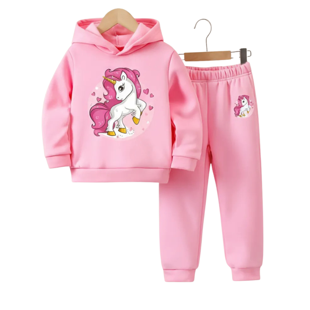 Girls & Boys ' Cute Cat Hoodie & Joggers Set