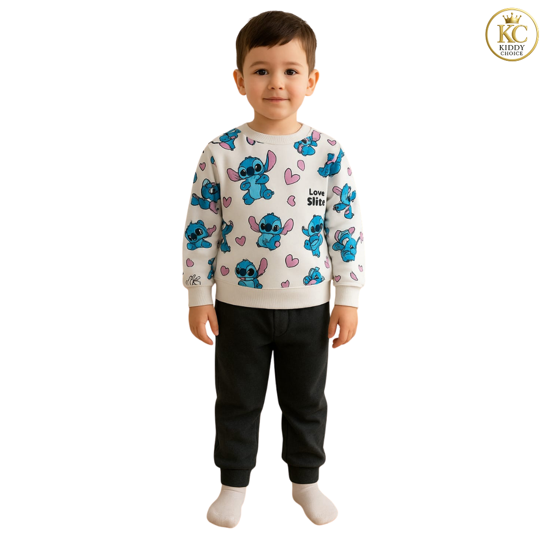 KIDDY CHOICE Boys’ Stylish Winter Set – Yellow & Black Sweat Outfit