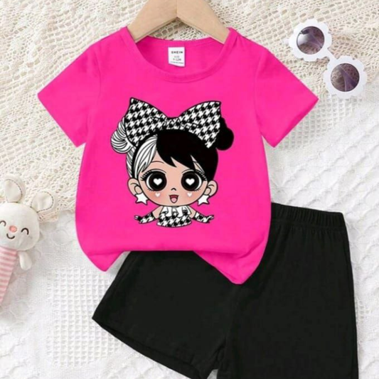 Girls Bou printed  T-Shirt Set | Soft Cotton | Hit for Summer – Kiddy Choice
