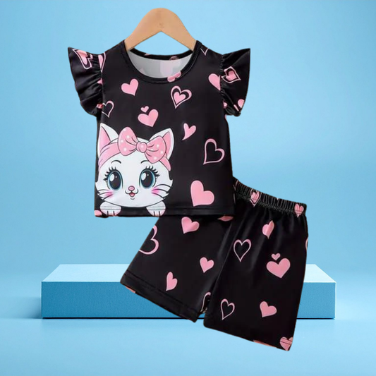 Love cat printed  T-Shirt Set | Soft Cotton | Hit for Summer – Kiddy Choice