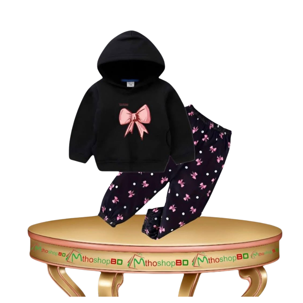 KIDDY CHOICE Girls ’ Stylish Winter Set – Pink Hoodie   Sweat Outfit