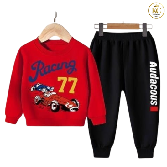 KIDDY CHOICE Boys’ Stylish Winter Set – Yellow & Black Sweat Outfit