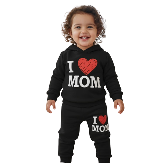 Girls & Boys 'I LOVE MOM  Hoodie & Joggers Set