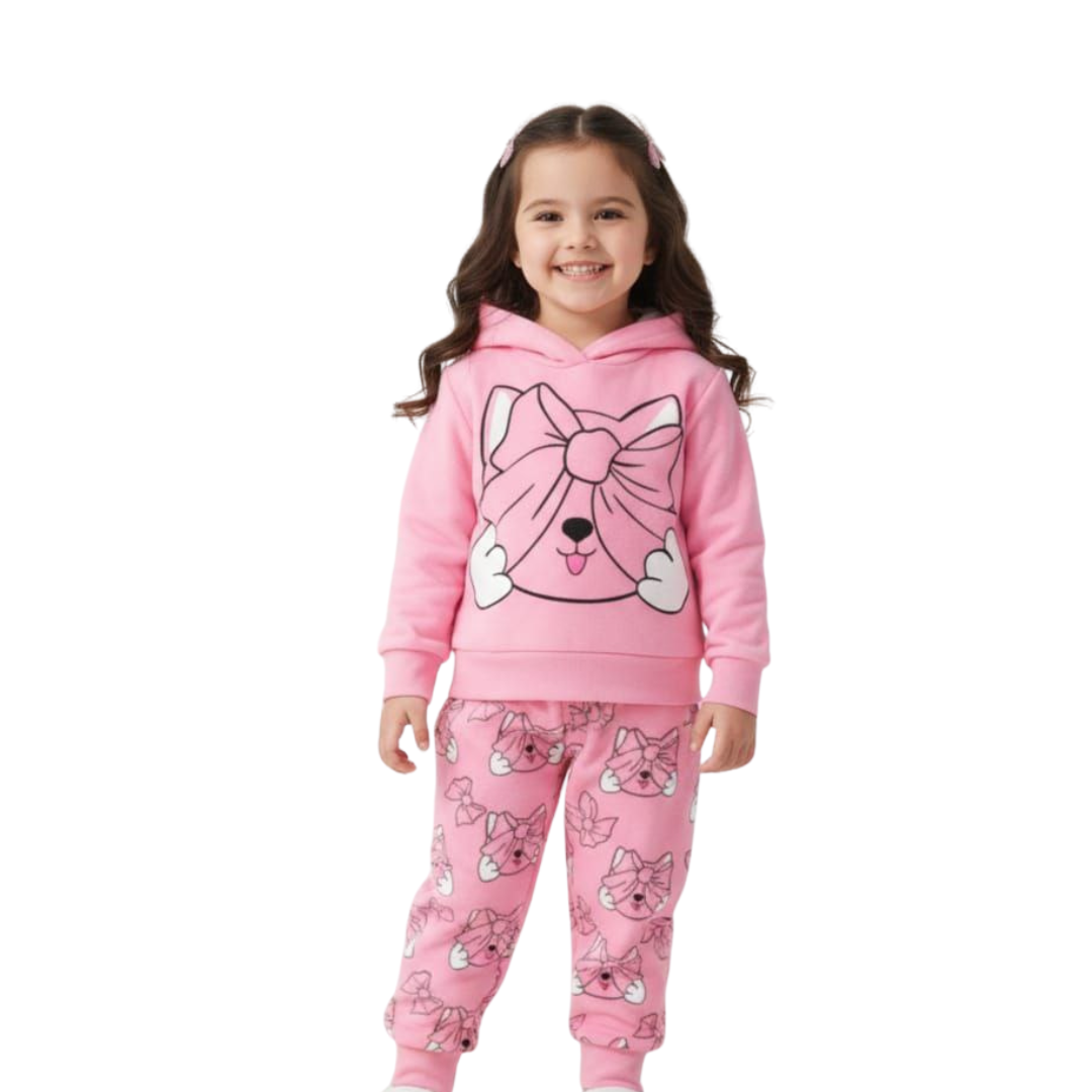 Girls' Cute Cat Hoodie & Joggers Set