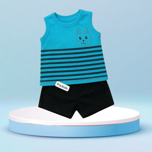 Step  Black and Blue printed  T-Shirt Set | Soft Cotton | Hit for Summer – Kiddy Choice