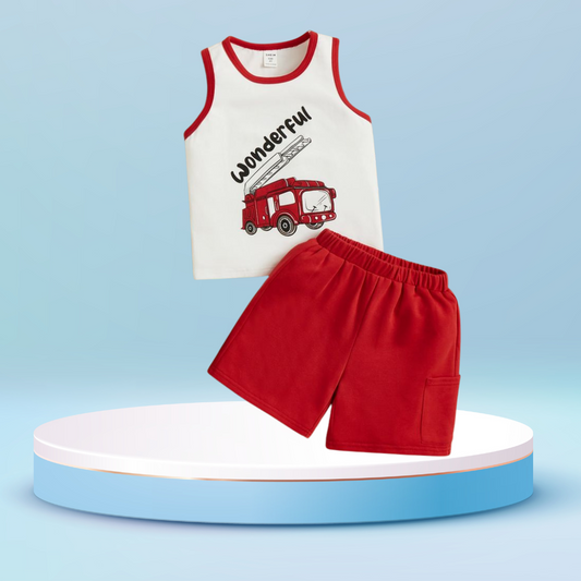 Wonderful Red Car printed  T-Shirt Set | Soft Cotton | Hit for Summer – Kiddy Choice