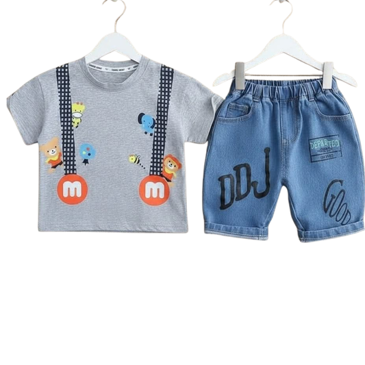 Black  Cap printed  T-Shirt Set | Soft Cotton | Hit for Summer – Kiddy Choice