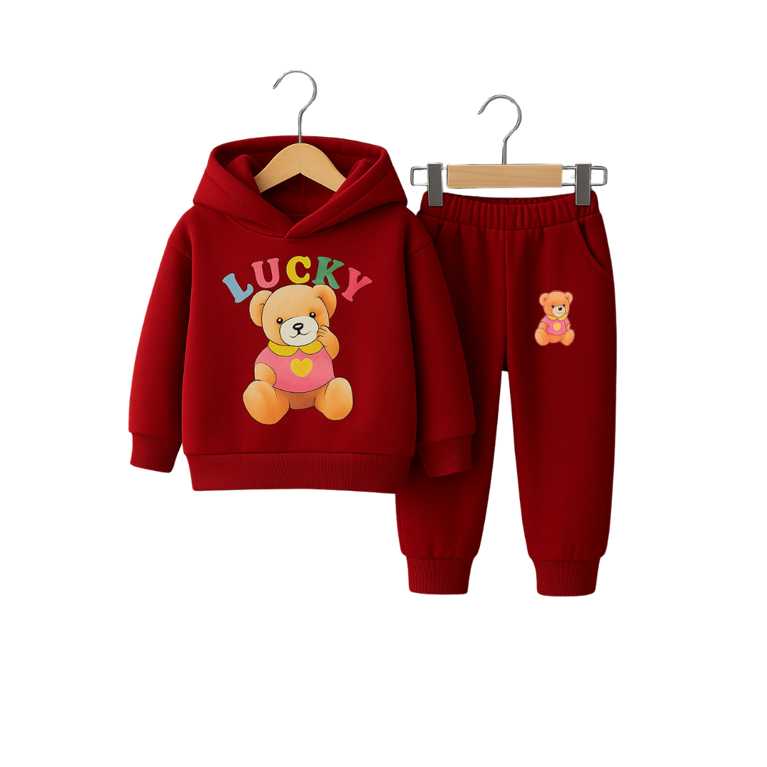 Boys' Red Teddy Bear Sweatshirt & Joggers Set