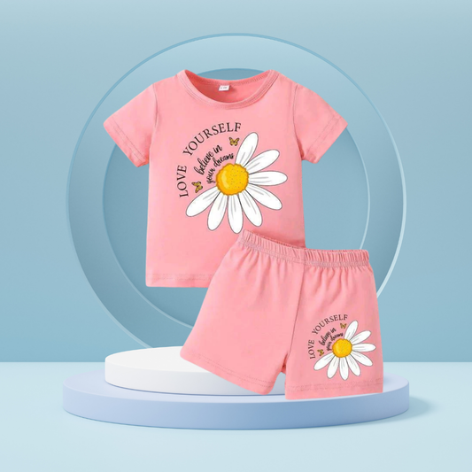 Sun flower   printed  T-Shirt Set | Soft Cotton | Hit for Summer – Kiddy Choice
