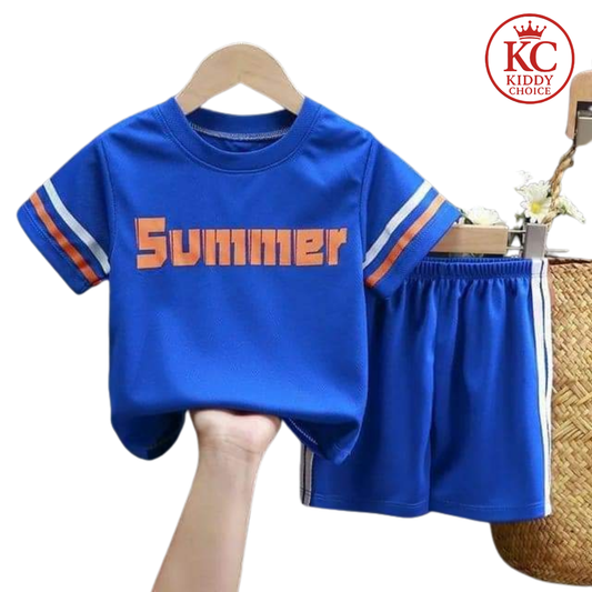 Blue Summer theme kids cotton t-shirt – light and comfy
