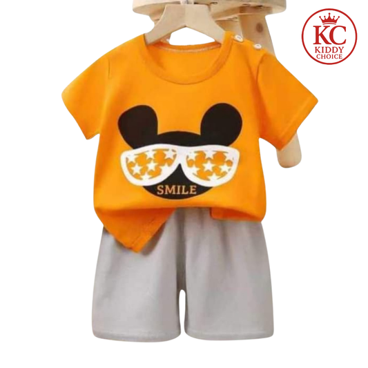 Smile sunglasses print cotton kids t-shirt – summer wear
