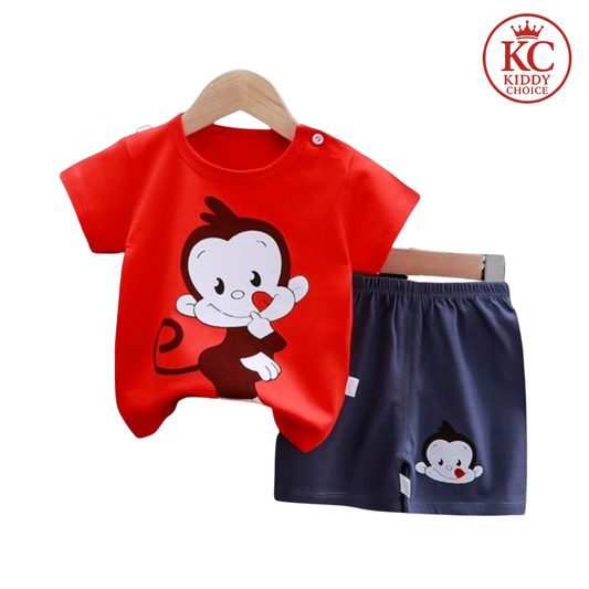 Monkey print cotton t-shirt for kids – jungle fun
