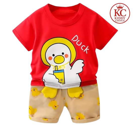 Red duck printed kids t-shirt – playful and fun
