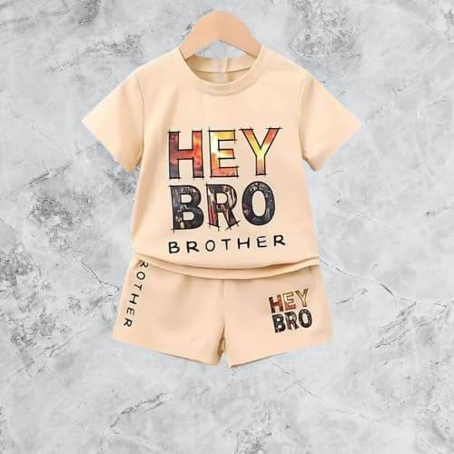 Hey Bro  printed T-Shirt Set | Soft Cotton | Hit for Summer – Kiddy Choice No Extra shoes
