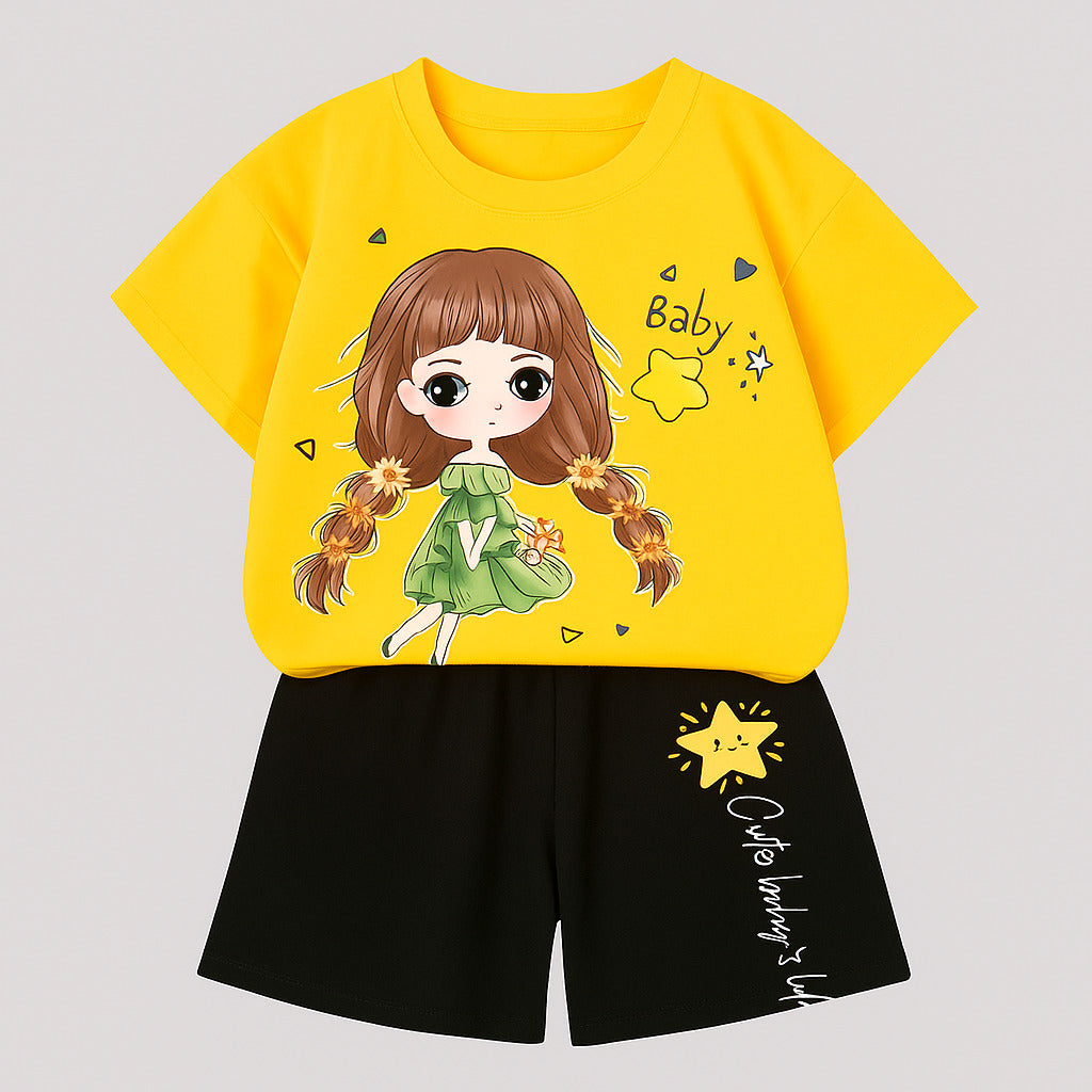 Girl  printed T-Shirt Set | Soft Cotton | Hit for Summer – Kiddy Choice No Extra shoes