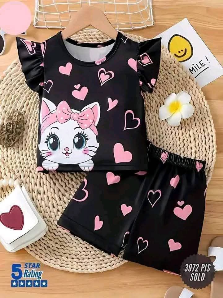 Cat & Love  printed  T-Shirt Set | Soft Cotton | Hit for Summer – Kiddy Choice