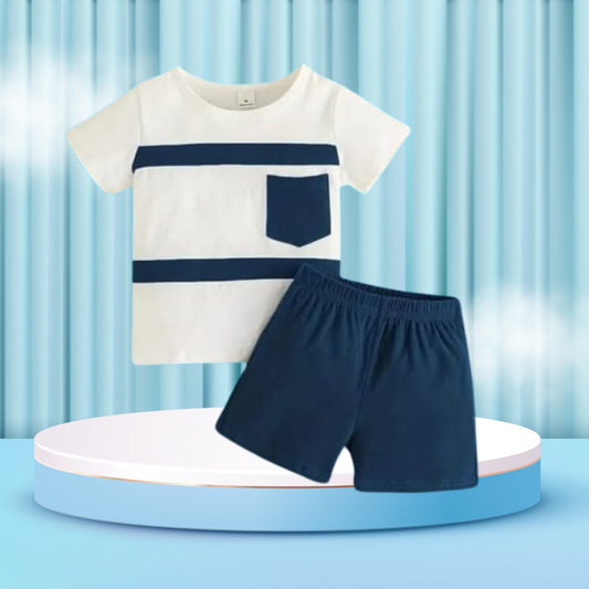 Step  Black and Blue printed  T-Shirt Set | Soft Cotton | Hit for Summer – Kiddy Choice